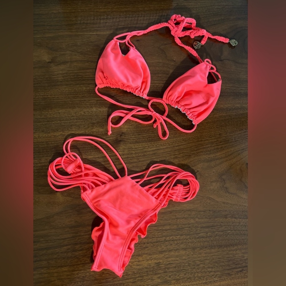 Lulifama bikini Coral pink size small both